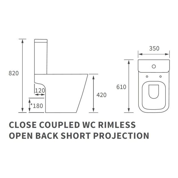 Brison Okiwi Square Close Coupled Open Back Short Projection WC Complete - Image 3