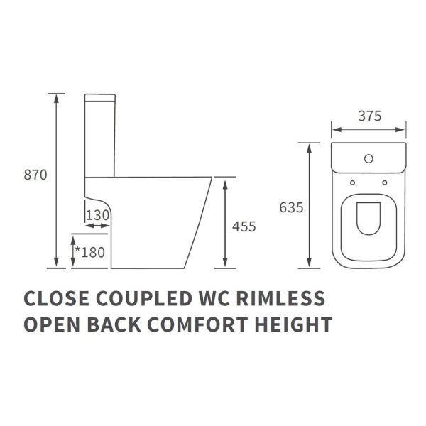 Brison Okiwi Square Close Coupled Open Back Comfort Height WC Complete - Image 3