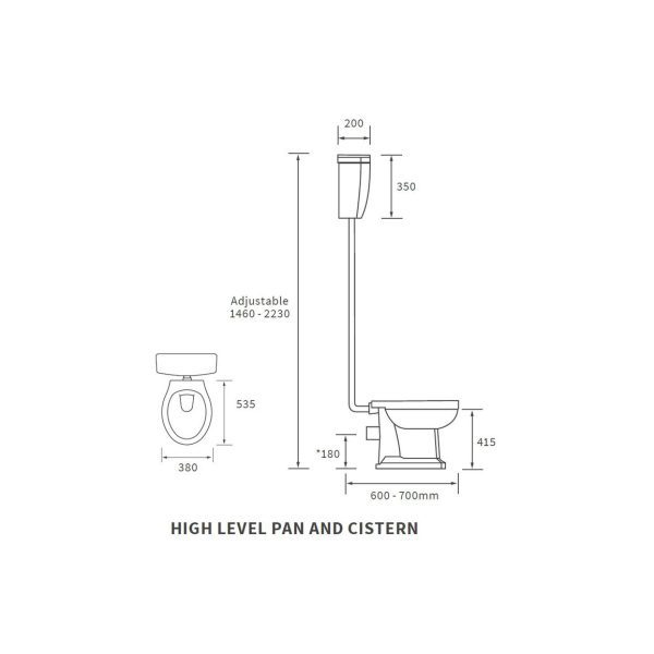 Brison Renwick WC Toilet and High level Cistern complete with Seat - Image 3