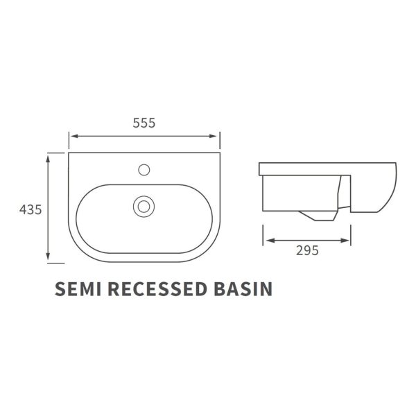 Brison Tasman One Tap Hole Semi Recessed Basin - Image 3