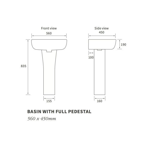 Brison Tekapo One Tap Hole Basin and Full Pedestal - Image 4