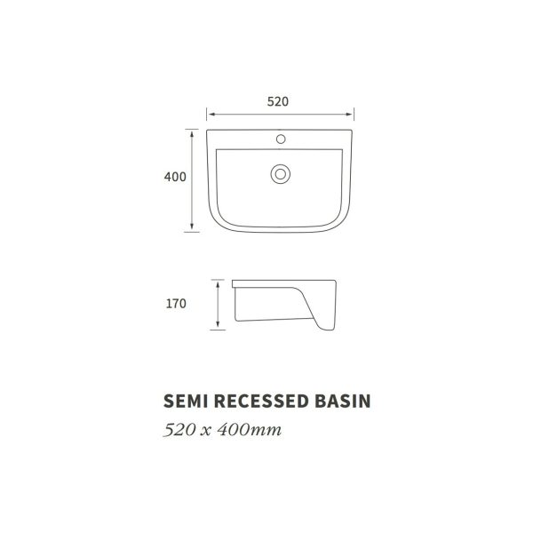Brison Tekapo One Tap Hole Semi Recessed Basin - Image 2