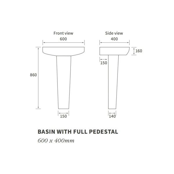 Brison Otage One Tap Hole Basin and Full Pedestal - Image 2