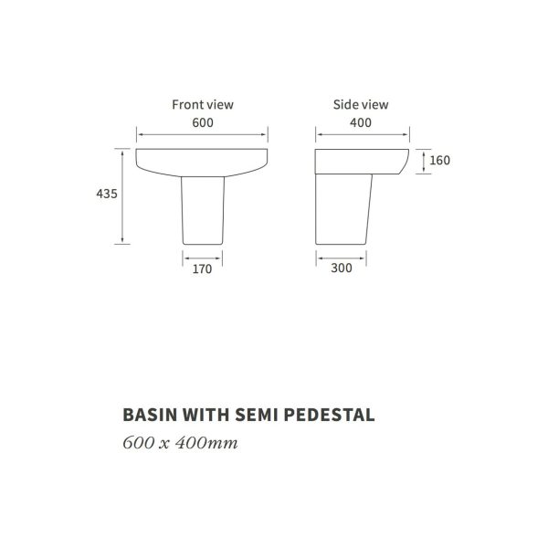 Brison Otage One Tap Hole Basin and Semi Pedestal - Image 3