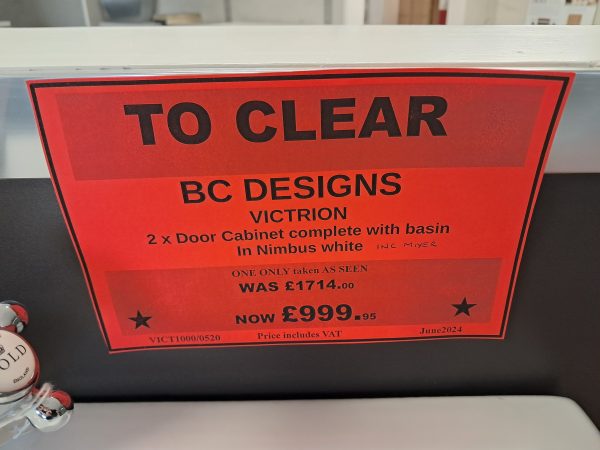 BC Designs Victrion Traditional Cabinet with Basin and Tap *TO CLEAR* - Image 3