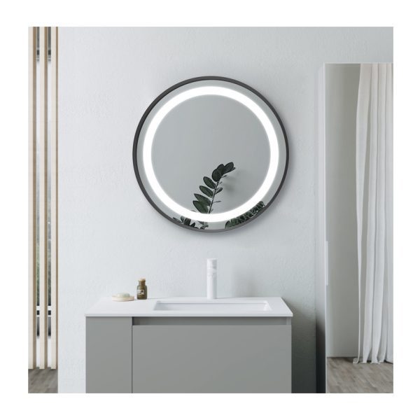 Brison Armona Round Mirror in Matt Black
