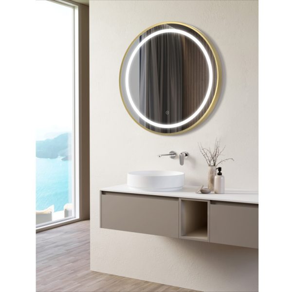 Brison Armona Round Mirror in Brushed Brass - Image 2