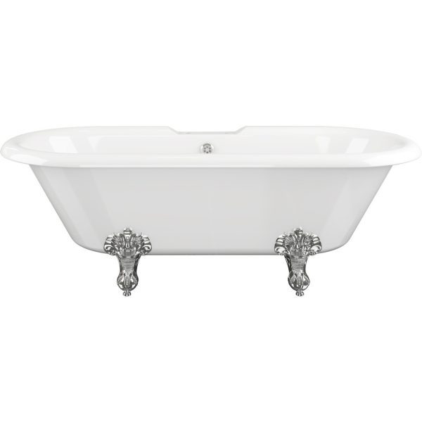 Brison Bowscale Classic Freestanding 2 Taphole White Bath with Feet