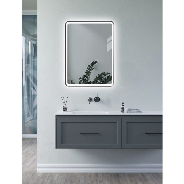 Brison Bugio Rectangle LED Illuminated Mirror In Matt Black - Image 2