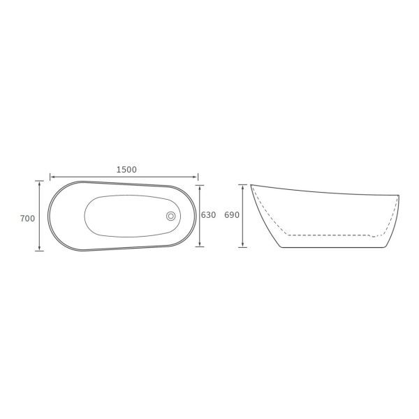 Brison Derwent Modern Freestanding Slipper Bath - Image 2