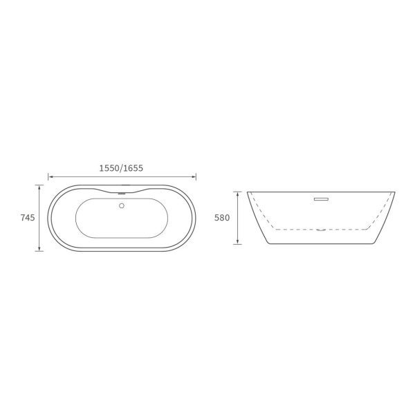 Brison Greendale Double End Black Freestanding Bath - Image 2
