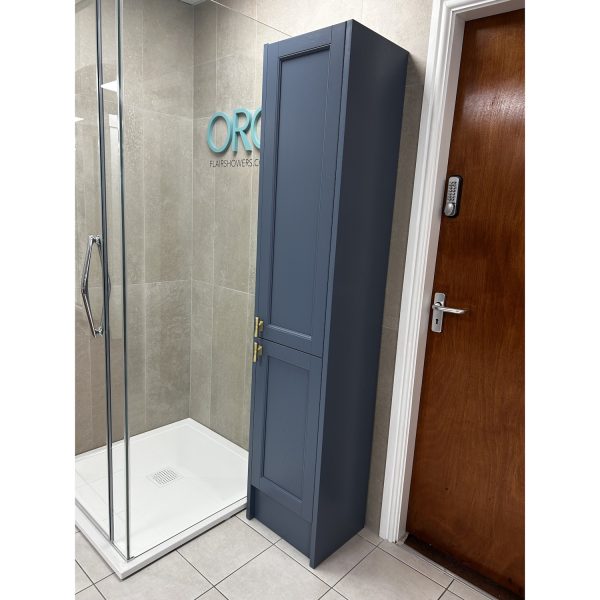 Utopia Roseberry Blue Vanity Unit with Sit on Round Basin, Brass Tap, Mirror and Floorstanding Unit *TO CLEAR* - Image 4