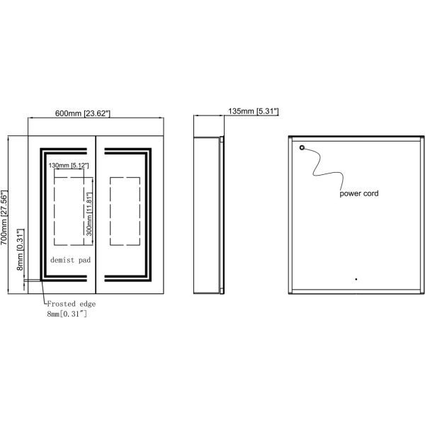 Brison Novo Two Door Mirror Cabinet - Image 6
