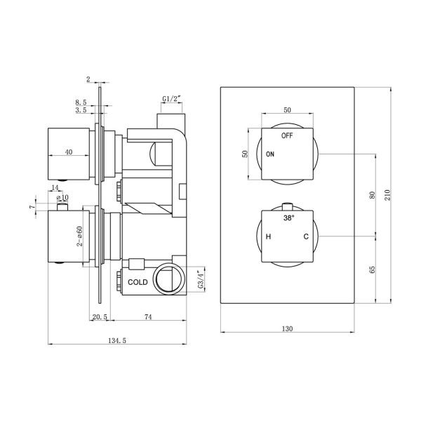 Brison Oakdale Shower Pack One - Single Outlet Twin Shower Valve with Riser Kit - Image 3