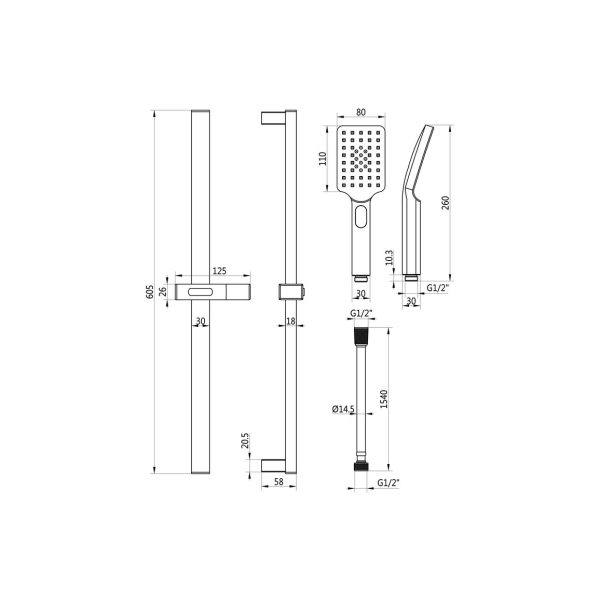 Brison Oakdale Shower Pack One - Single Outlet Twin Shower Valve with Riser Kit - Image 4