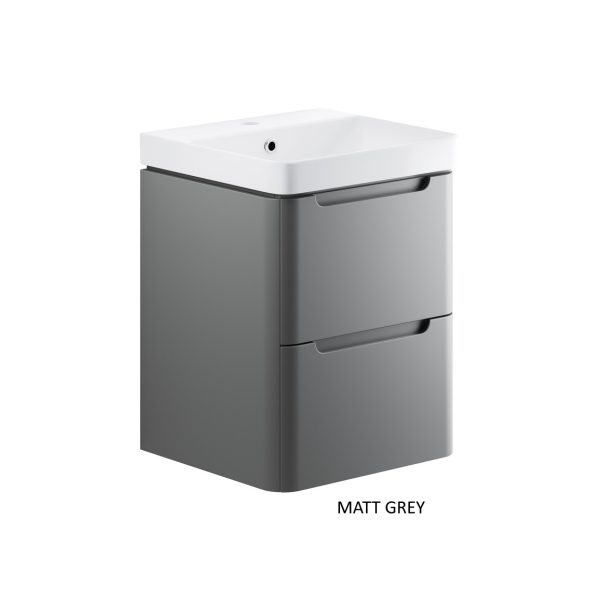 Brison Ravi 500mm 2 Drawer Wall Hung Cloakroom Unit with Basin - Image 4