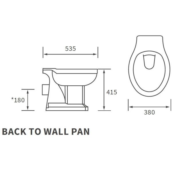 Brison Renwick Back to Wall WC Toilet Pan with Seat - Image 4
