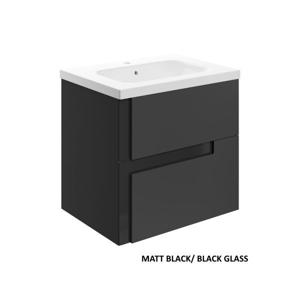 Brison Selva 615mm Wall Hung 2 Drawer Basin Unit & White Basin - Image 4
