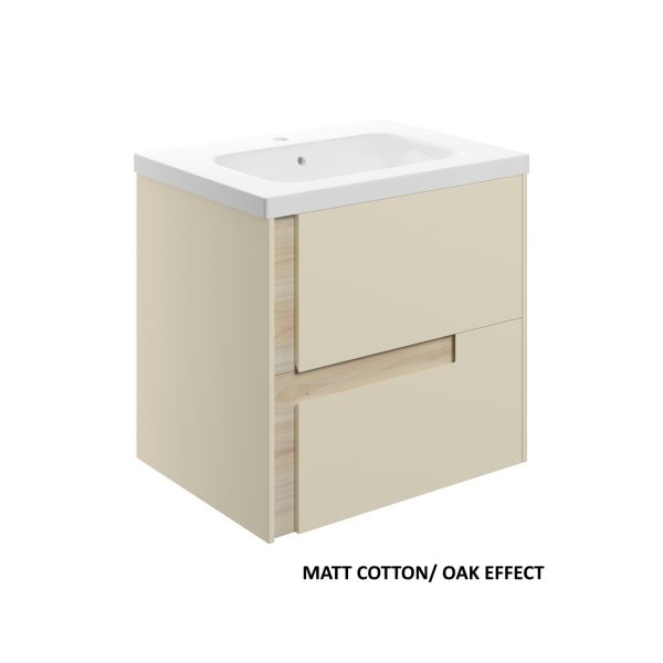 Brison Selva 615mm Wall Hung 2 Drawer Basin Unit & White Basin