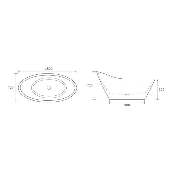 Brison Elterwater Modern Freestanding Bath - Image 2