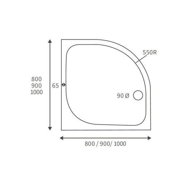 Brison Quadrant 45mm Low Profile White Shower Tray - Image 3