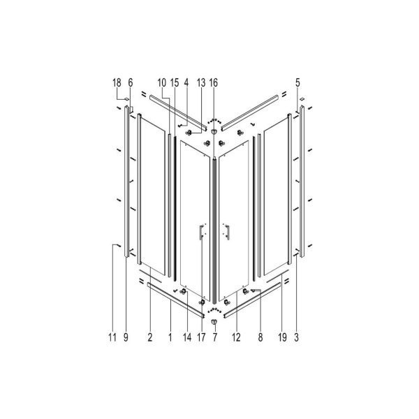 Brison Essence Corner Entry Enclosure from 760mm to 900mm in Chrome - Image 2