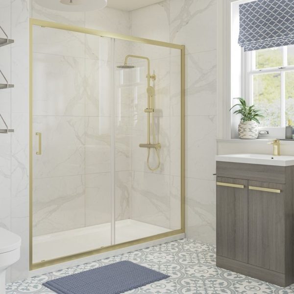 Brison Essence Sliding Door from 1000mm to 1200mm Brushed Brass