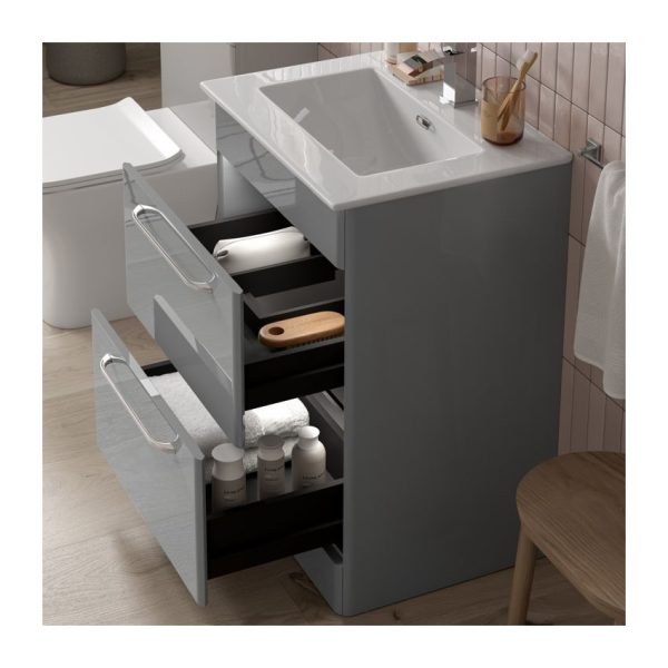 Brison Arezzo 610mm 2 Drawer Floor Standing Vanity Unit with Basin - Image 2