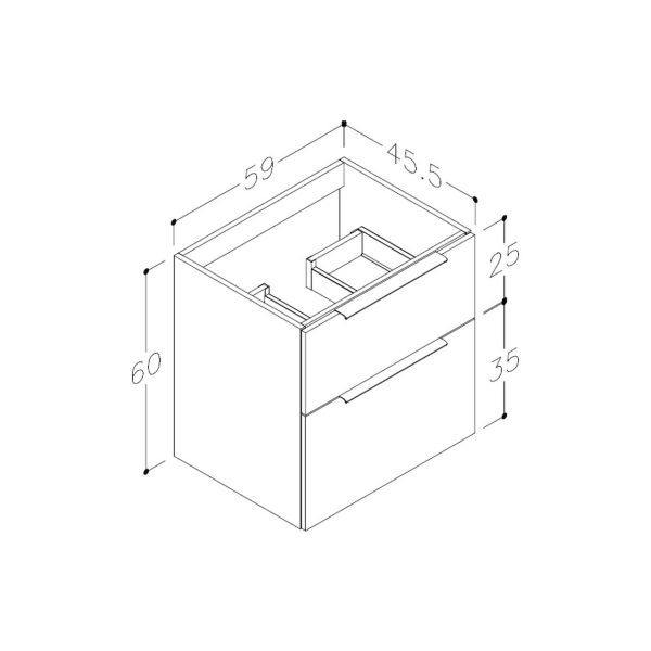 Brison Signa 610mm Wall Hung 2 Drawer Unit & Basin - Image 5