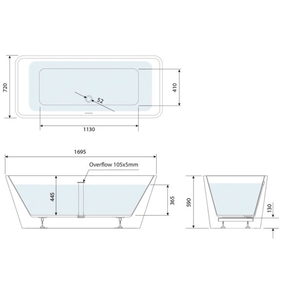 Roper Rhodes Accent Square Double End Freestanding Bathtub - Image 6