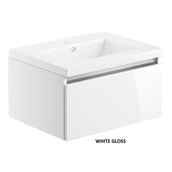Brison Ambra Wall Hung 615mm 1 Drawer Unit with Basin - Image 6