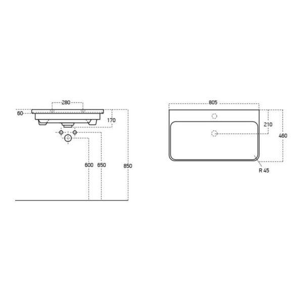 Brison Motril 805mm Wall Hung 1 Drawer Basin Unit - Image 5
