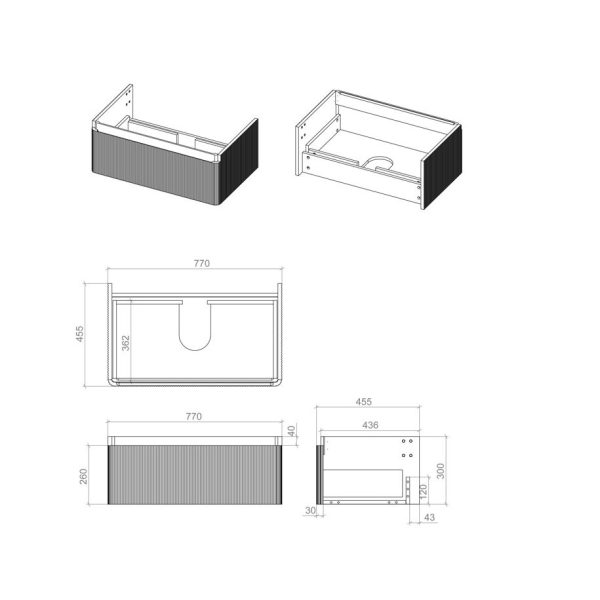 Brison Motril 805mm Wall Hung 1 Drawer Basin Unit - Image 6