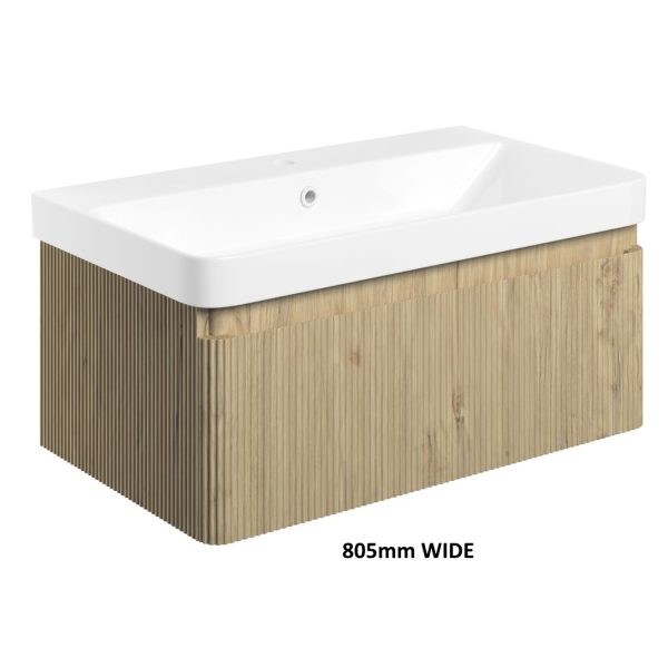 Brison Nerja Wall Hung One Drawer Vanity Unit with Basin - Image 4