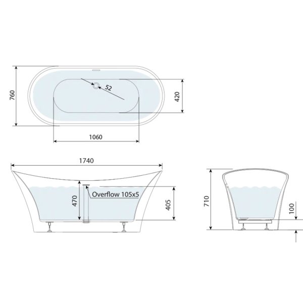 Roper Rhodes Paradigm Double End Slipper Bathtub - Image 3