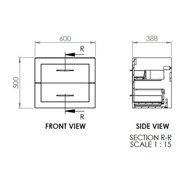 Brison Ripley 615mm Wall Hung 2 Drawer Unit & Basin - Image 8