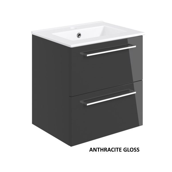 Brison Vorno Wall Hung 2 Drawer 510mm Vanity Unit with Basin - Image 2