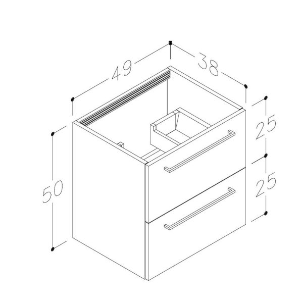 Brison Vorno Wall Hung 2 Drawer 510mm Vanity Unit with Basin - Image 6