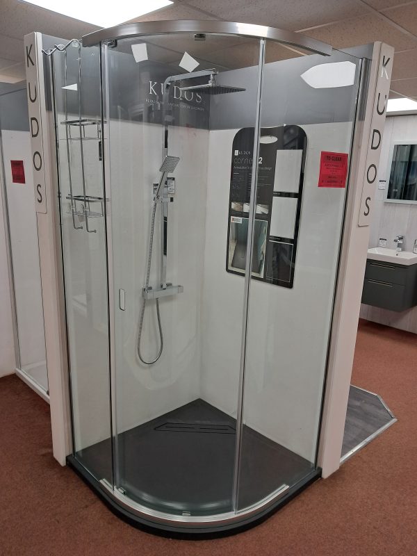 Kudos Pinnacle 8 Curved Quadrant Enclosure Chrome with Slate Tray *TO CLEAR*