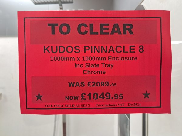 Kudos Pinnacle 8 Curved Quadrant Enclosure Chrome with Slate Tray *TO CLEAR* - Image 2