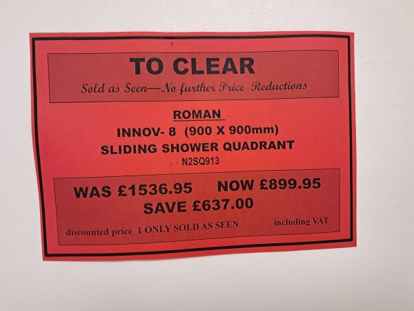 Roman Innov-8 Sliding Quadrant Shower Enclosure and tray *TO CLEAR* - Image 3