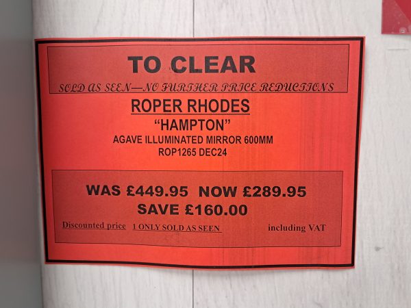 Roper Rhodes Hampton Agave Illuminated Mirror *TO CLEAR* - Image 2