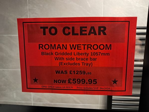 Roman Wetroom Black Griddled Liberty To Clear - Image 3