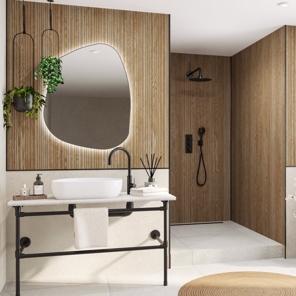 Wetwall Bathroom Wall Panelling Alloy Collection - Linear Oak