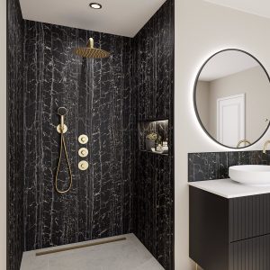 Wetwall Bathroom Wall Panelling Alloy Collection - Nero Portoro