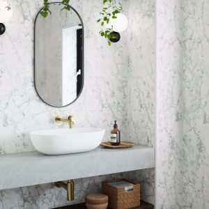 Wetwall Bathroom Wall Panelling Mermaid Collection - White Marble