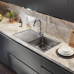 Rangemaster Arlington Single Bowl Inset Sink in Stainless Steel (Handed)