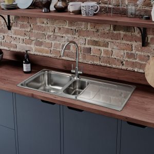 Rangemaster Houston 1.5 Bowl Inset Sink in Stainless Steel