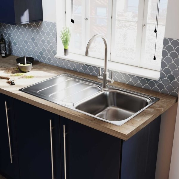 Rangemaster Houston Single Bowl Inset Sink in Stainless Steel