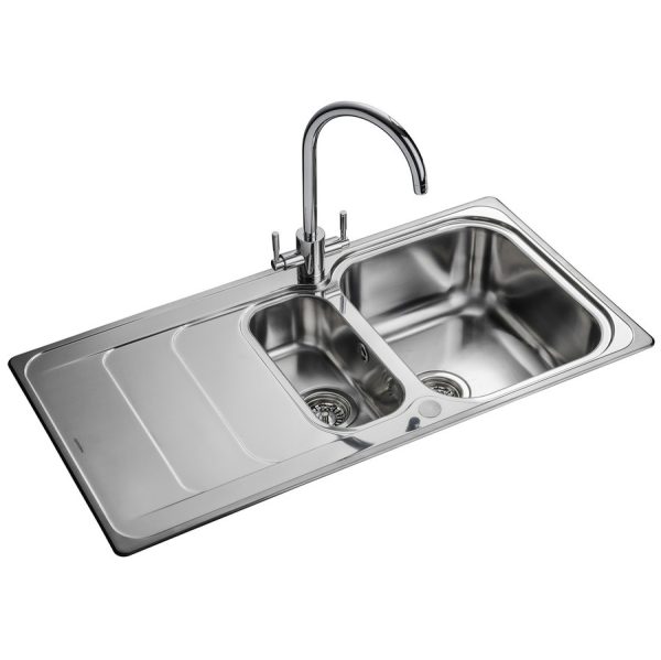 Rangemaster Houston 1.5 Bowl Inset Sink in Stainless Steel - Image 2